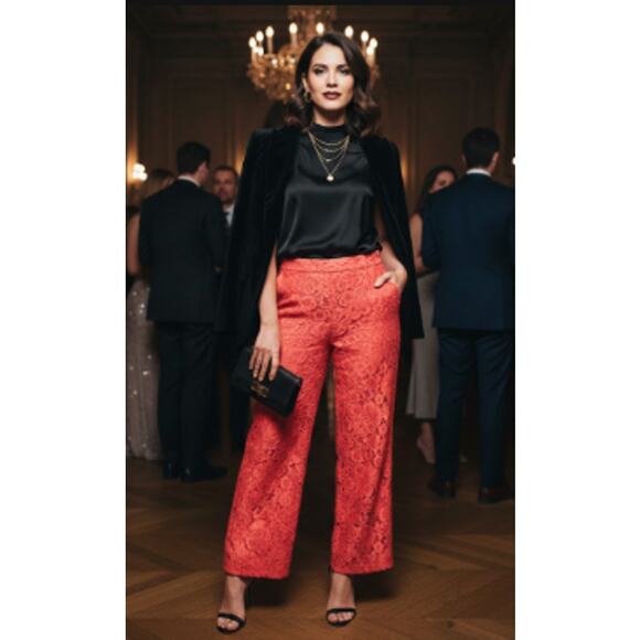 Zara Pants - ZARA Women’s Red Lace Dress Pants / Trousers